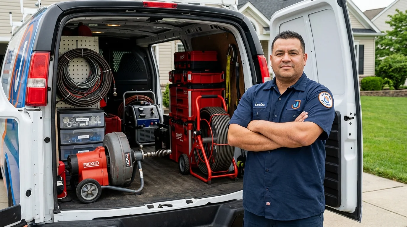 Professional drain cleaning equipment and Johns Plumbing LLC plumber in Royalston