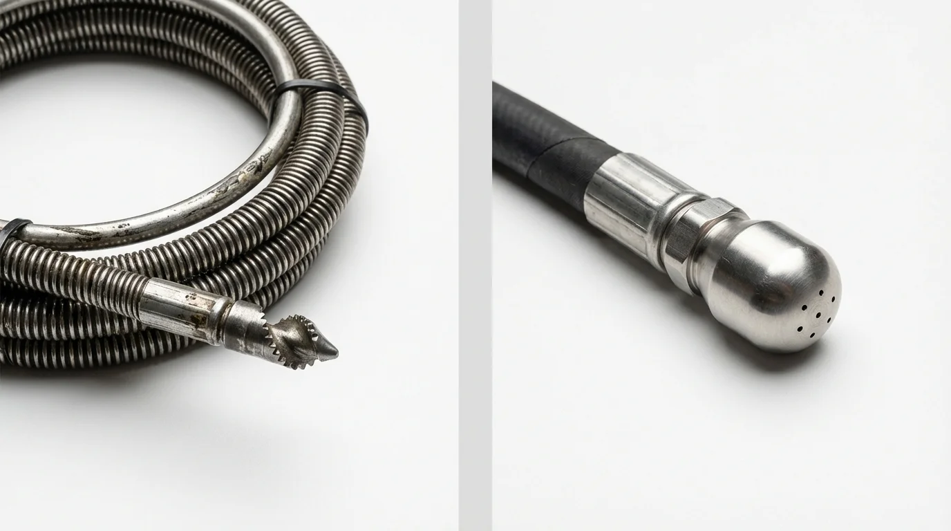Drain snake cable and hydro jetting nozzle used for drain cleaning in Royalston, MA
