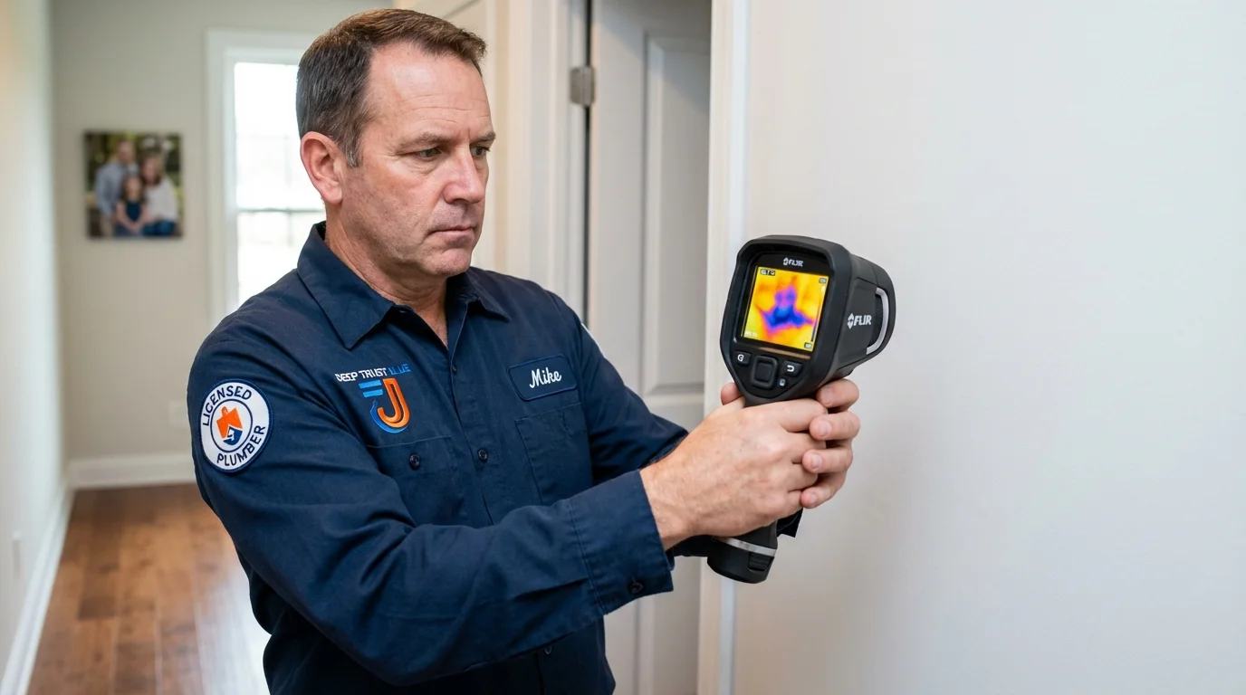 Thermal imaging leak detection by Johns Plumbing LLC in Royalston